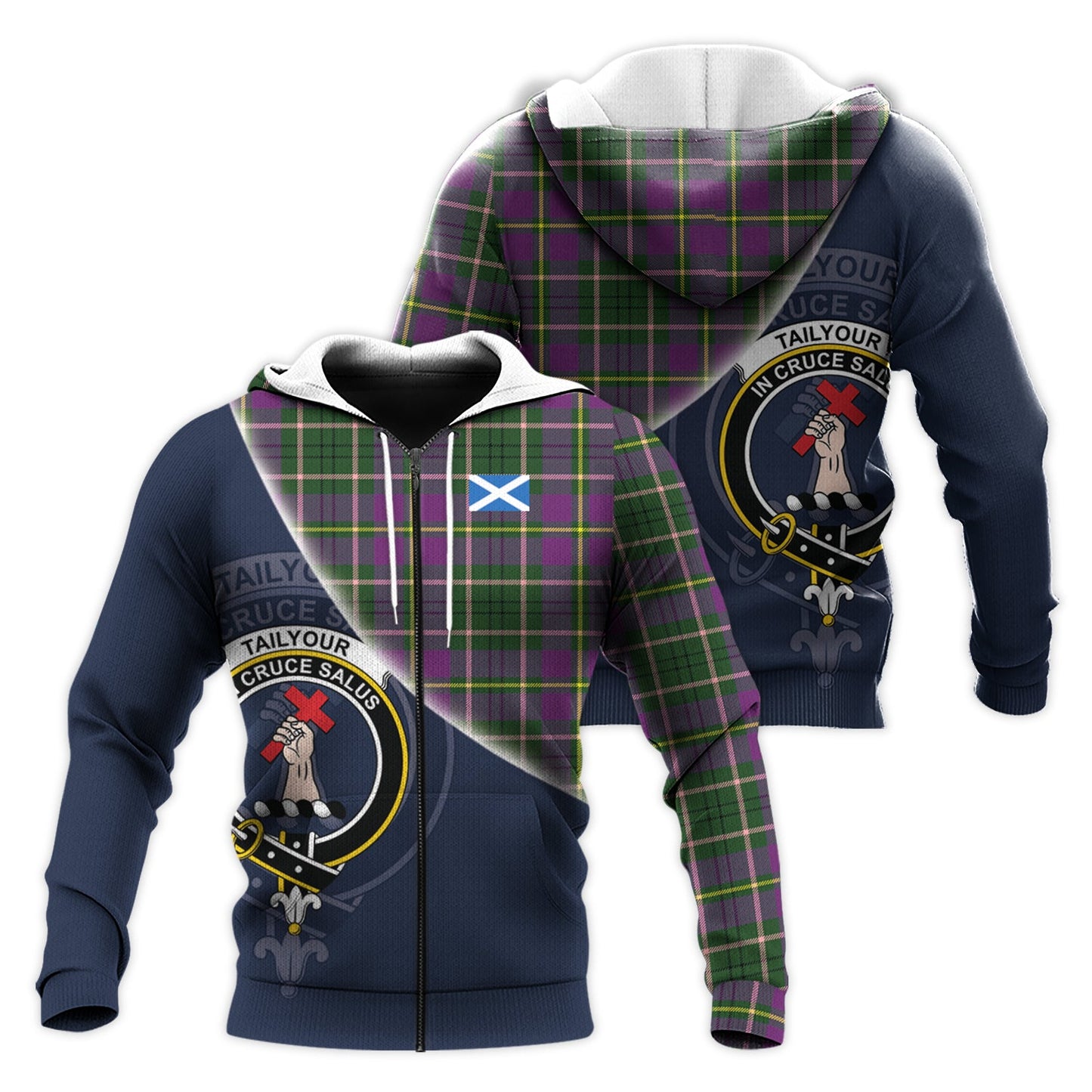 Printivon Taylor Tartan Scottish Crest Hoodie