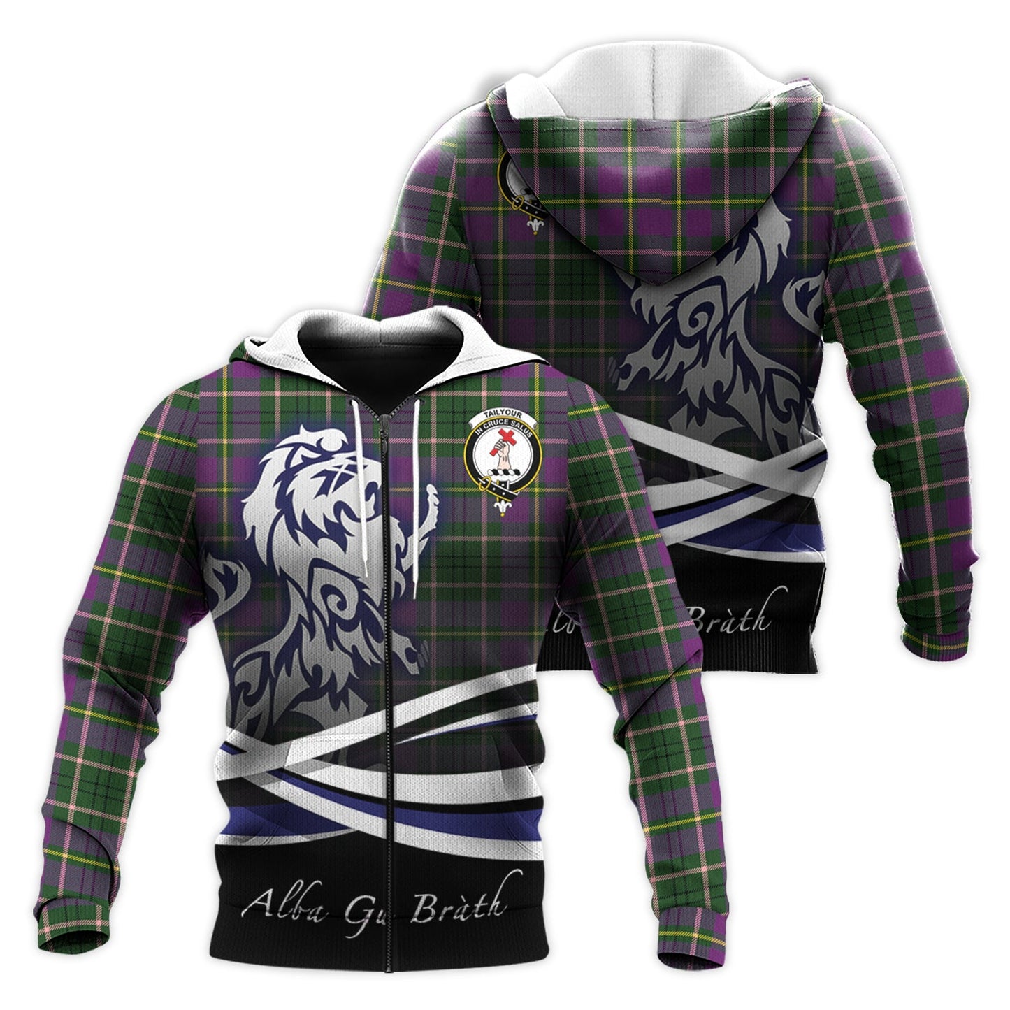 Printivon Taylor Tartan Scottish Lion Hoodie