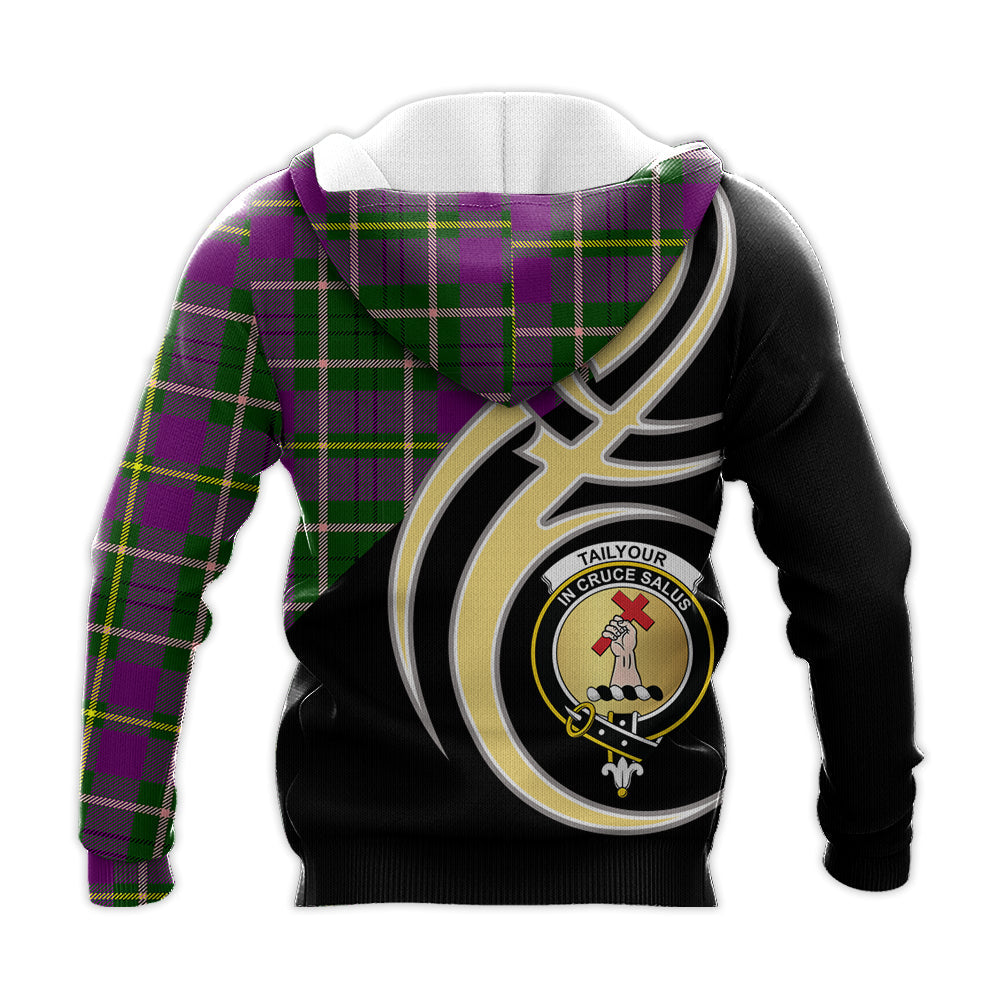Printivon Taylor Clan Believe In Me Crest Tartan Knitted Hoodie Custom Your Text