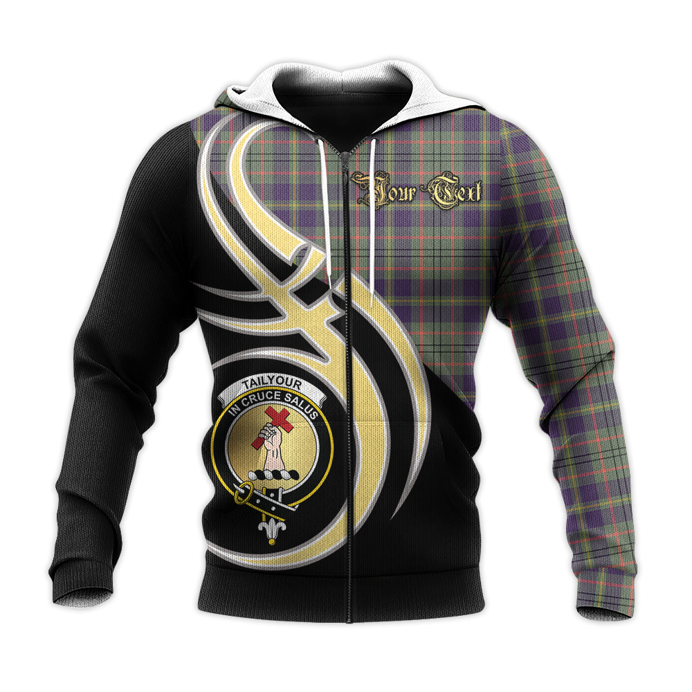 Printivon Taylor Weathered Clan Believe In Me Crest Tartan Knitted Hoodie Custom Your Text