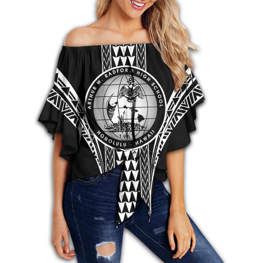 Hawaii - Radford High Football Jersey Off Shoulder Waist Wrap Top - AH