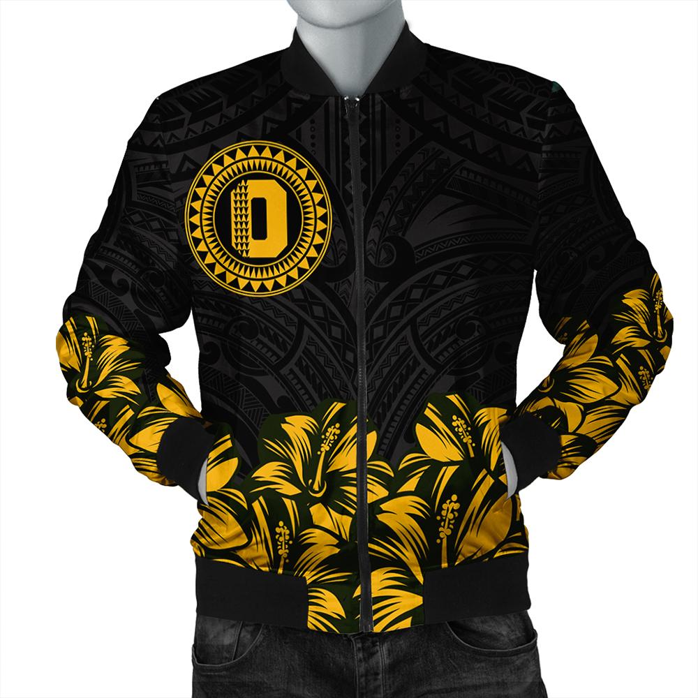 Oahu Map Hibiscus Polynesian Bomber Jacket Lithe Style AH