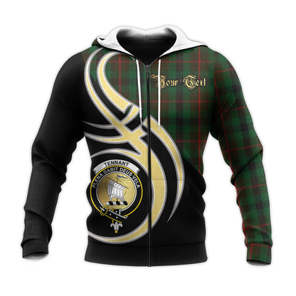 Printivon Tennant Clan Believe In Me Crest Tartan Knitted Hoodie Custom Your Text