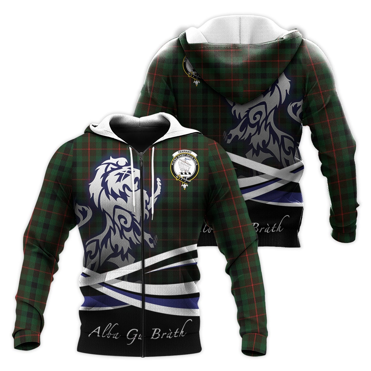 Printivon Tennant Tartan Scottish Lion Hoodie