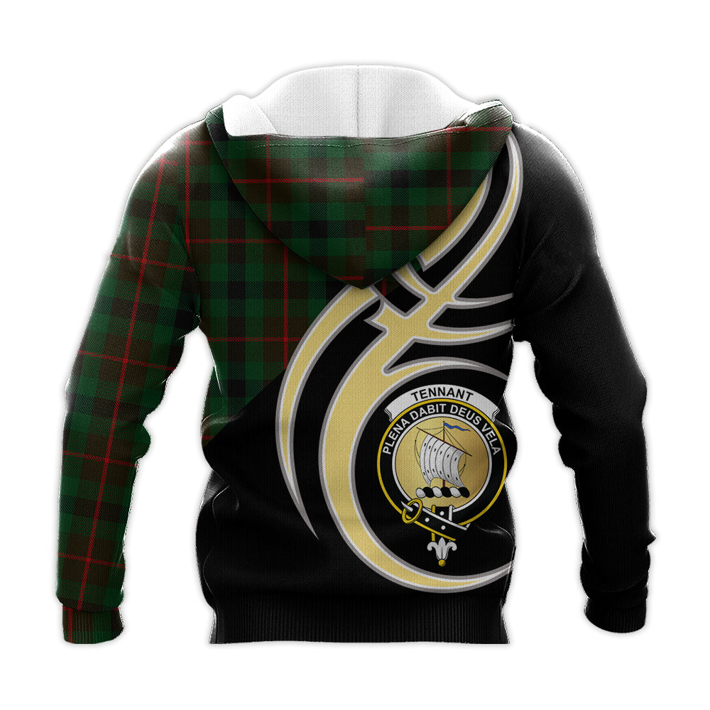 Printivon Tennant Clan Believe In Me Crest Tartan Knitted Hoodie Custom Your Text