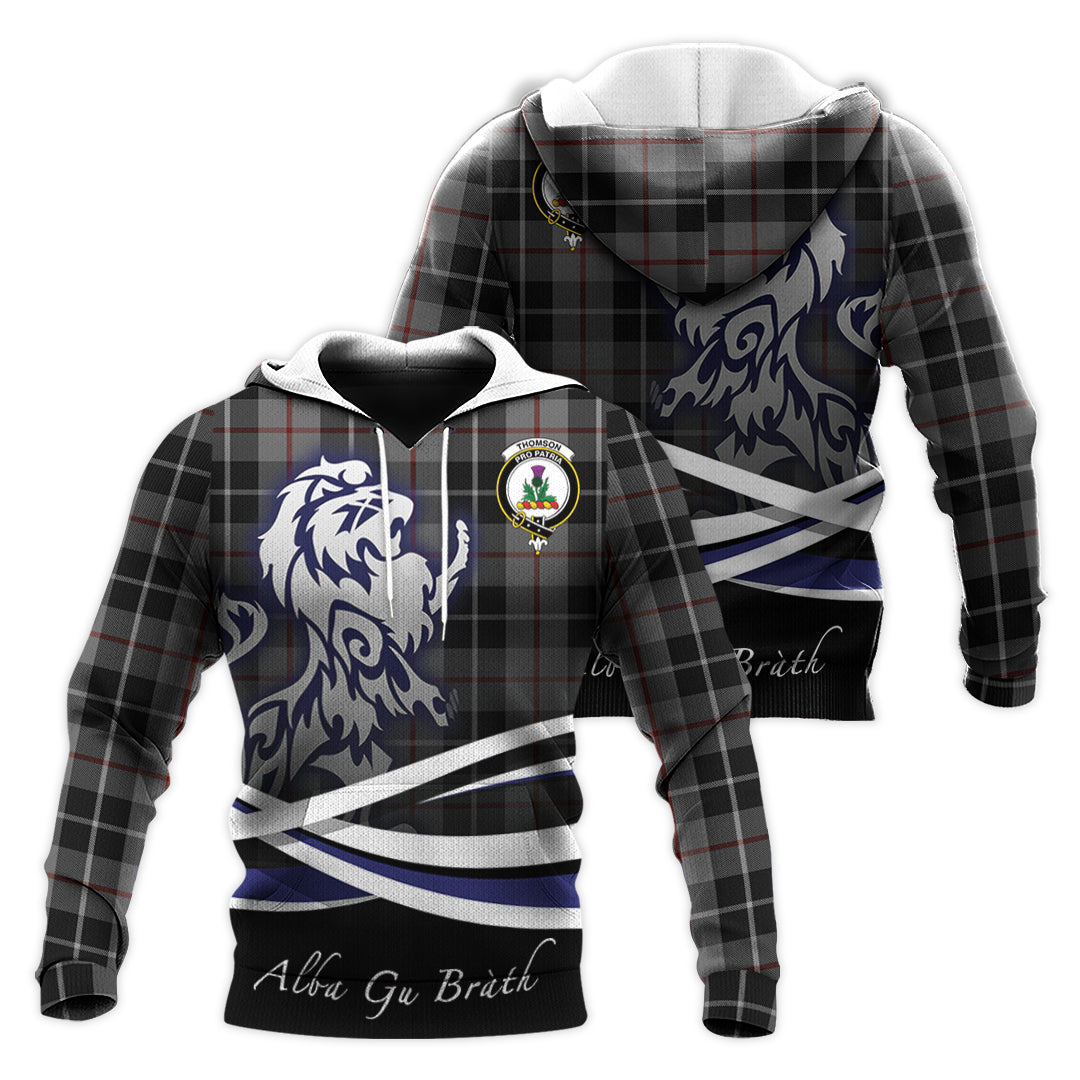 Printivon Thompson Grey Tartan Scottish Lion Hoodie