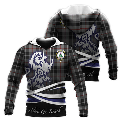Printivon Thompson Grey Tartan Scottish Lion Hoodie