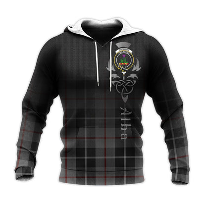 Printivon Thompson Grey Tartan Crest Alba Celtic Hoodie