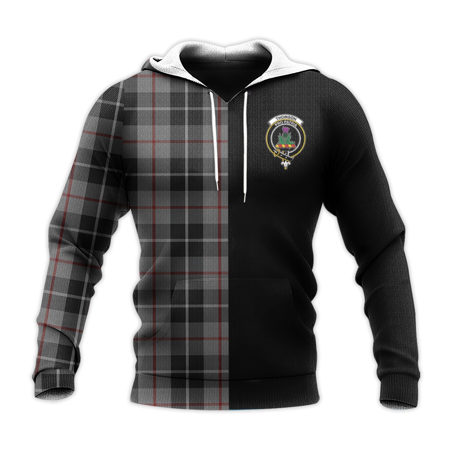 Printivon Thompson Grey Tartan Personalize Half Hoodie