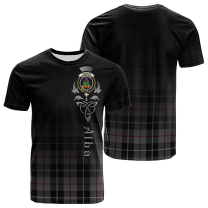Printivon Thompson Grey Tartan Crest Alba Celtic T Shirt