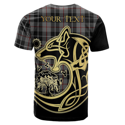 Printivon Thompson Grey Crest Celtic Wolf Tartan T Shirt Custom Your Text