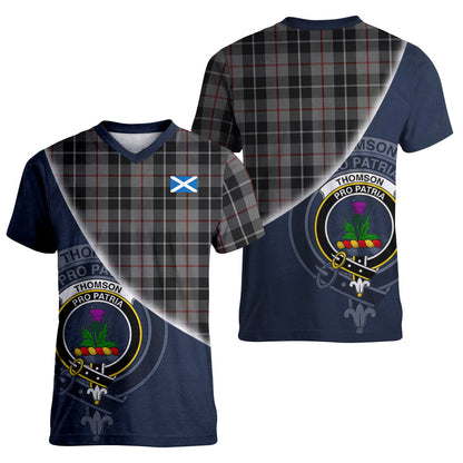 Printivon Thompson Grey Tartan Scottish Crest T Shirt