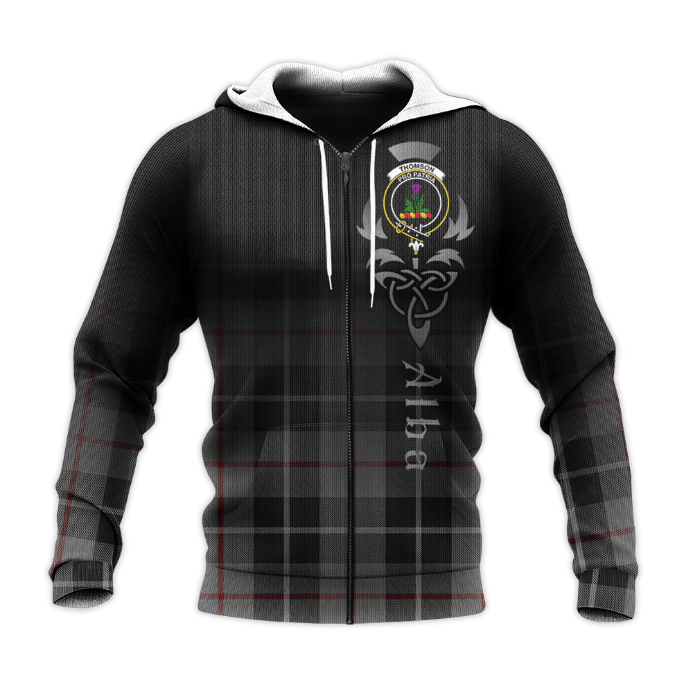Printivon Thompson Grey Tartan Crest Alba Celtic Hoodie