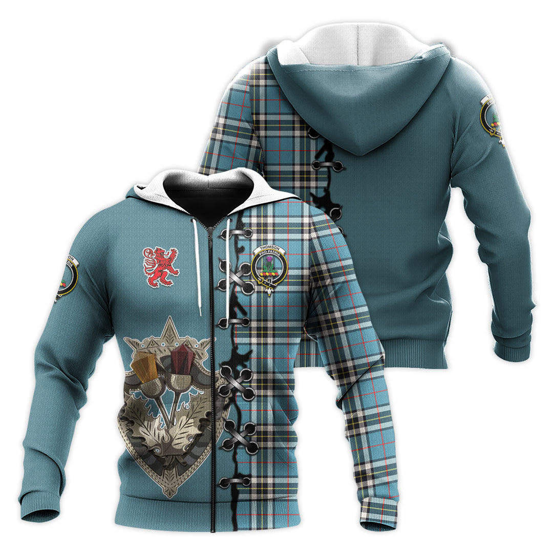 Printivon Thomson Tartan Hoodie Lion Rampant And Celtic Thistle Style