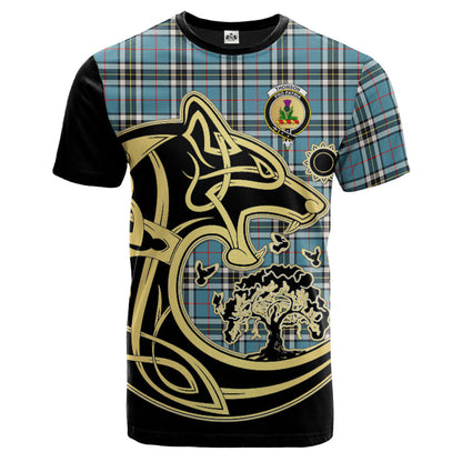 Printivon Thomson Crest Celtic Wolf Tartan T Shirt Custom Your Text