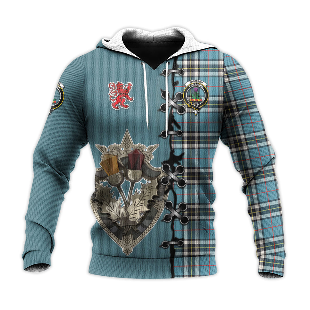 Printivon Thomson Tartan Hoodie Lion Rampant And Celtic Thistle Style