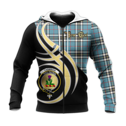 Printivon Thomson Clan Believe In Me Crest Tartan Knitted Hoodie Custom Your Text
