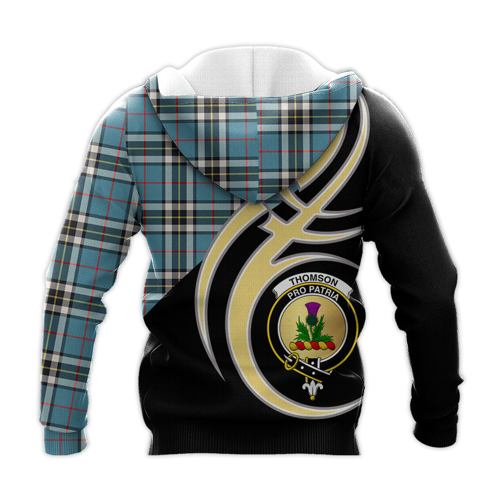 Printivon Thomson Clan Believe In Me Crest Tartan Knitted Hoodie Custom Your Text