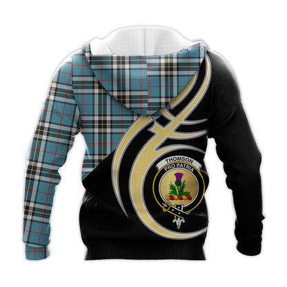 Printivon Thomson Clan Believe In Me Crest Tartan Knitted Hoodie Custom Your Text