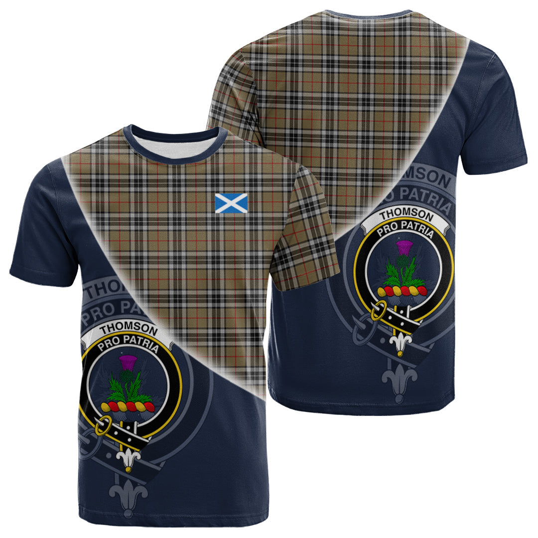 Printivon Thomson Camel Tartan Scottish Crest T Shirt