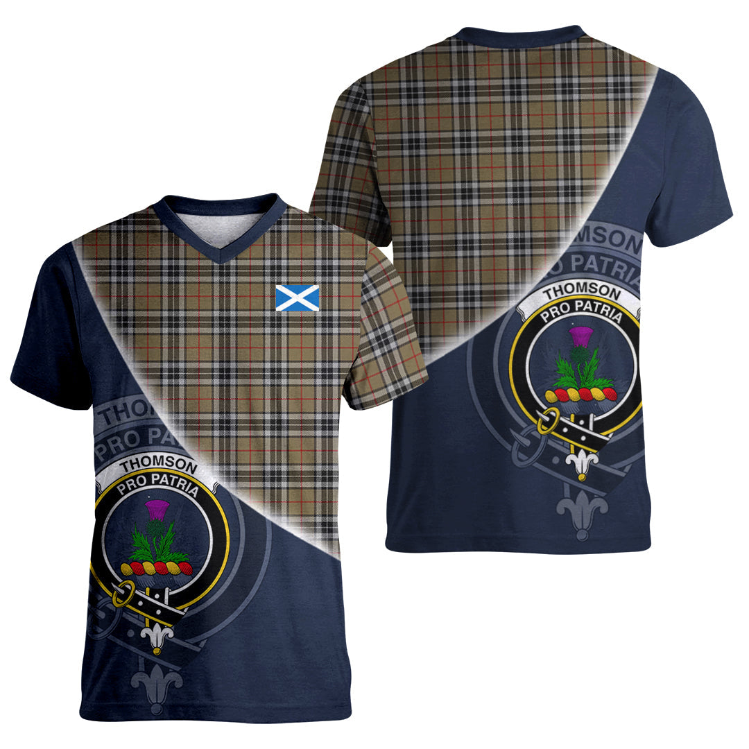 Printivon Thomson Camel Tartan Scottish Crest T Shirt