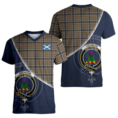 Printivon Thomson Camel Tartan Scottish Crest T Shirt