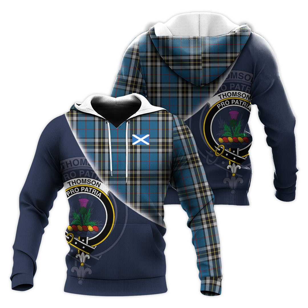Printivon Thomson Dress Blue Tartan Scottish Crest Hoodie