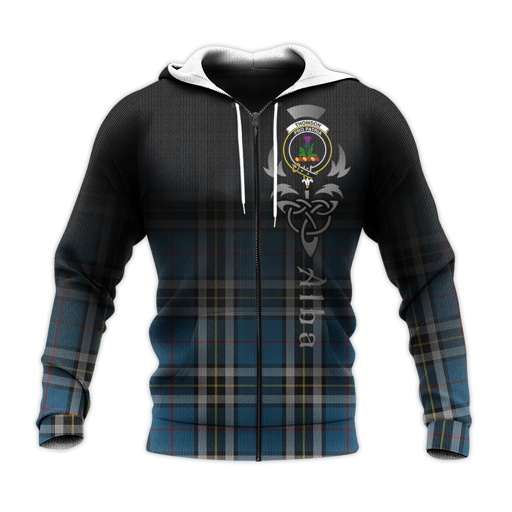Printivon Thomson Dress Blue Tartan Crest Alba Celtic Hoodie