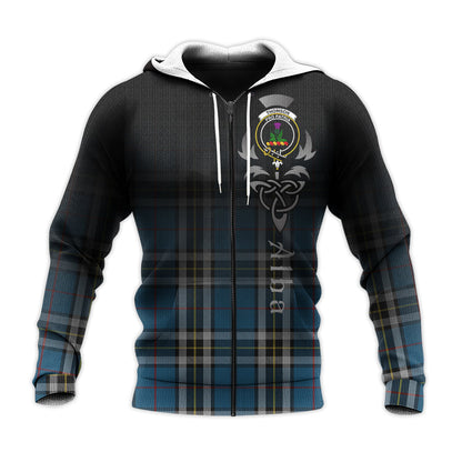 Printivon Thomson Dress Blue Tartan Crest Alba Celtic Hoodie