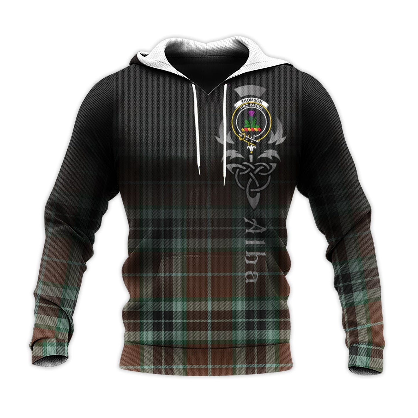 Printivon Thomson Hunting Modern Tartan Crest Alba Celtic Hoodie