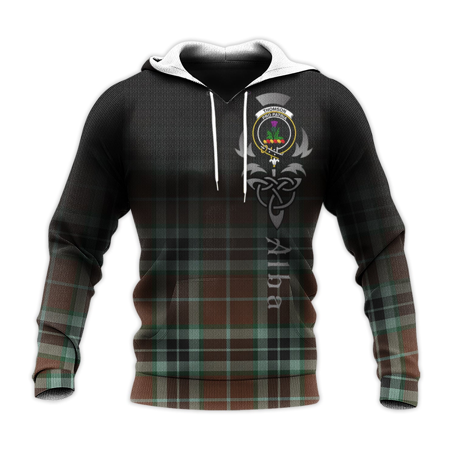Printivon Thomson Hunting Modern Tartan Crest Alba Celtic Hoodie