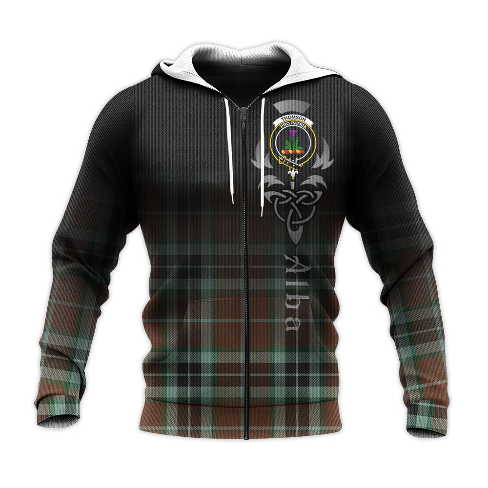 Printivon Thomson Hunting Modern Tartan Crest Alba Celtic Hoodie