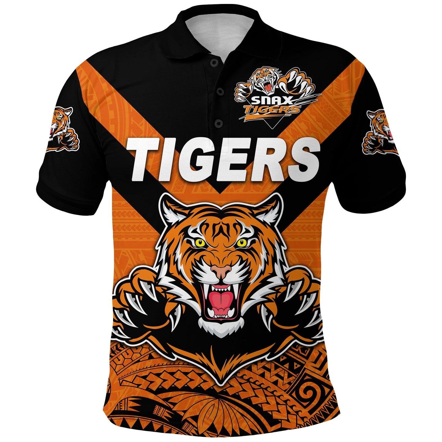 Custom Personalised Papua New Guinea Lae Snax Tigers Polo Shirt Rugby Original Style - Orange