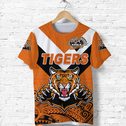 Custom Personalised Papua New Guinea Lae Snax Tigers T Shirt Rugby Simple Style - Orange, Custom Text And Number