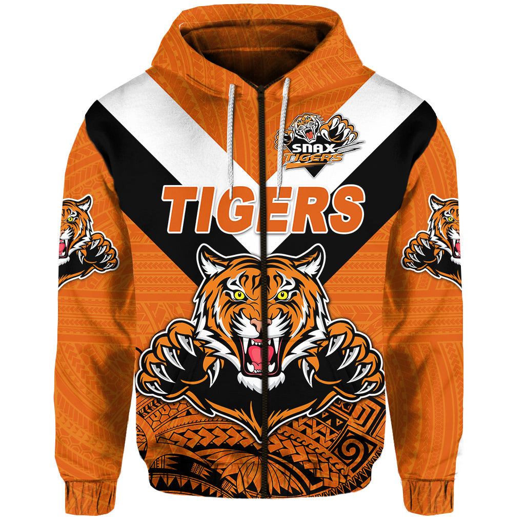 Papua New Guinea Lae Snax Tigers Zip Hoodie Rugby Simple Style Orange