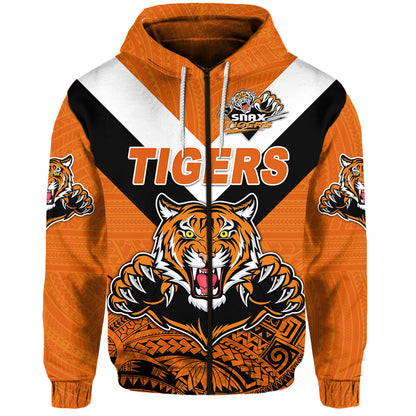 Papua New Guinea Lae Snax Tigers Zip Hoodie Rugby Simple Style Orange