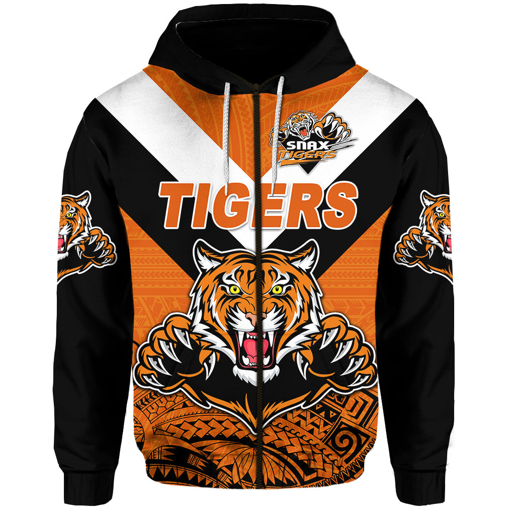 Papua New Guinea Lae Snax Tigers Zip Hoodie Rugby Simple Style Black