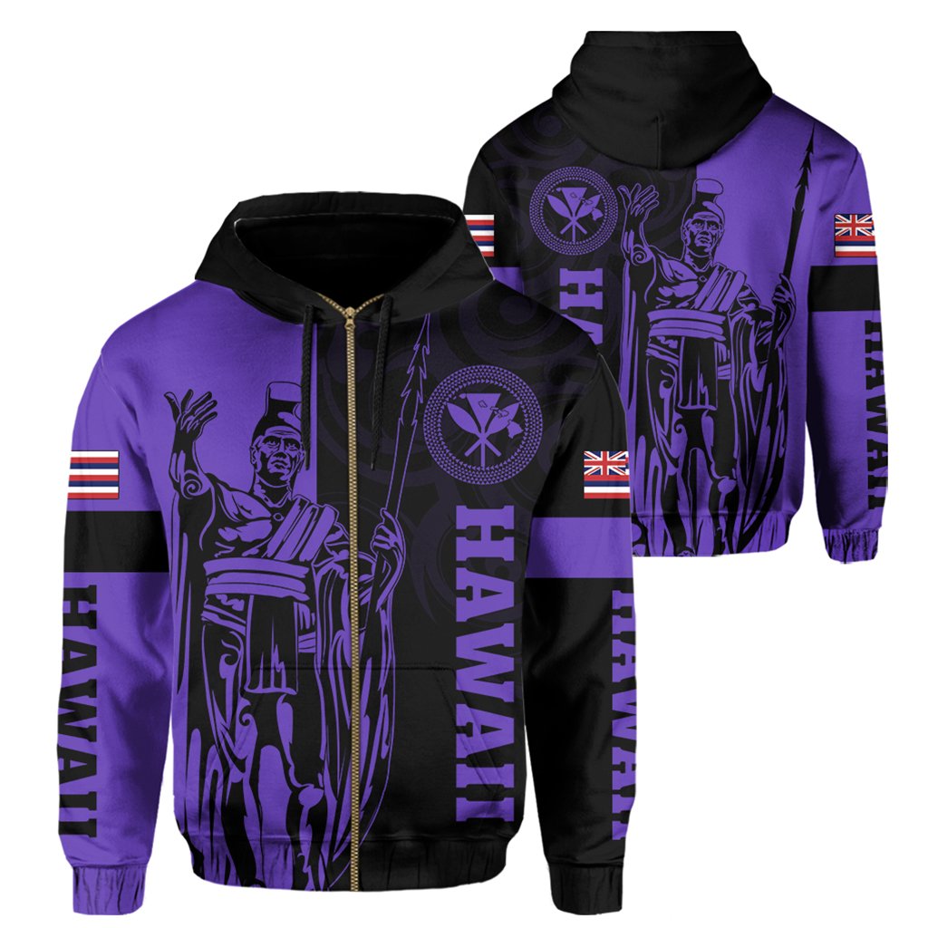 Hawaii King Polynesian Hoodie (Zip up) Lawla Style Purple AH