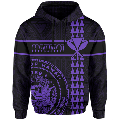 Polynesian Kakau Kanaka Seal Of Hawaii Hoodie Purple