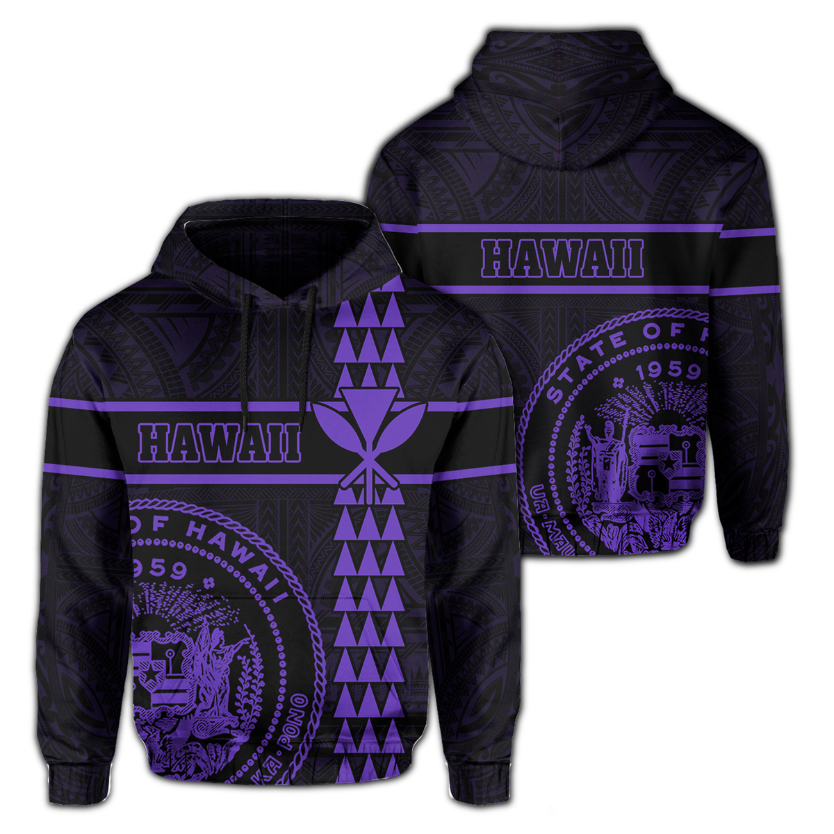 Polynesian Kakau Kanaka Seal Of Hawaii Hoodie Purple