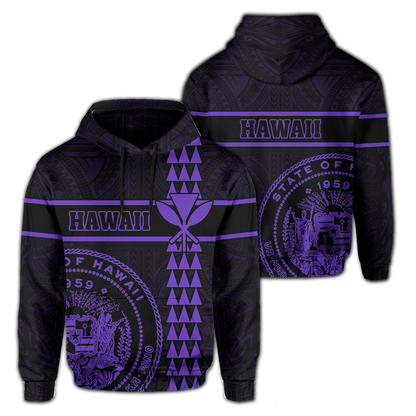 Polynesian Kakau Kanaka Seal Of Hawaii Hoodie Purple