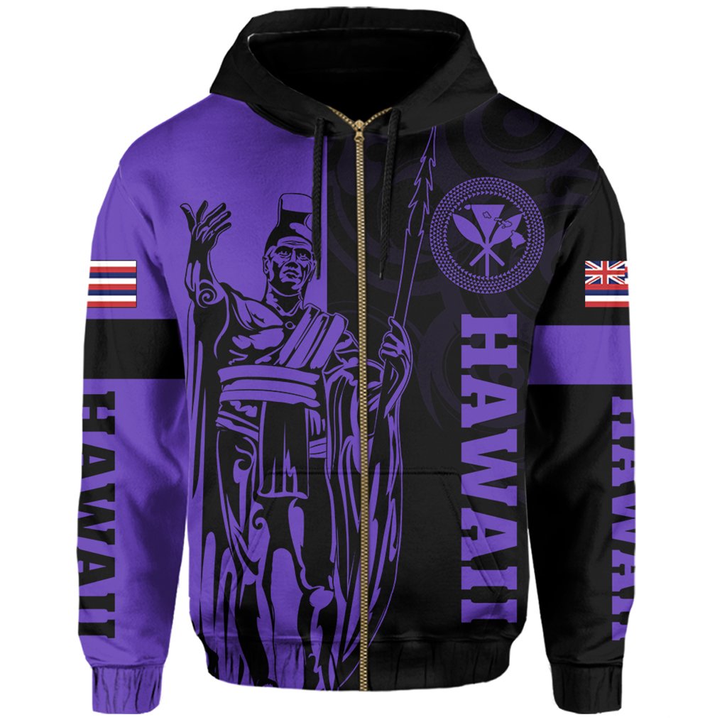 Hawaii King Polynesian Hoodie (Zip up) Lawla Style Purple AH