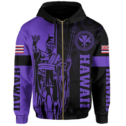 Hawaii King Polynesian Hoodie (Zip up) Lawla Style Purple AH
