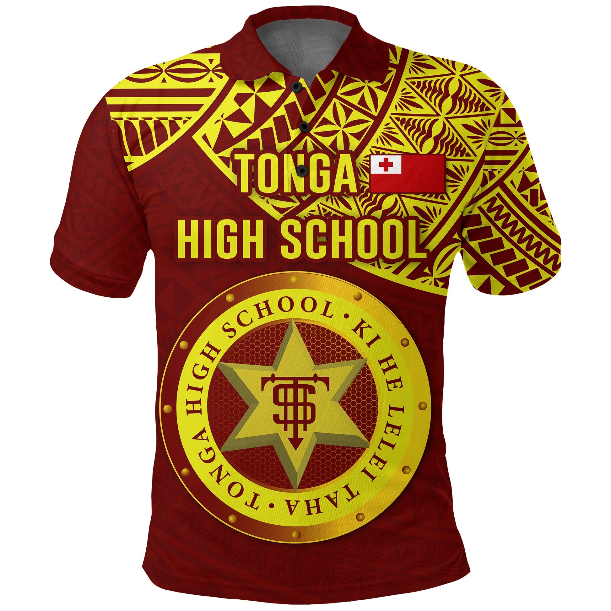 Tonga High School Polo Shirt Maroon and Gold Shirt