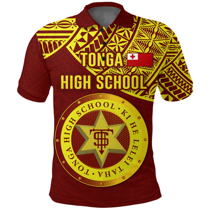 Tonga High School Polo Shirt Maroon and Gold Shirt