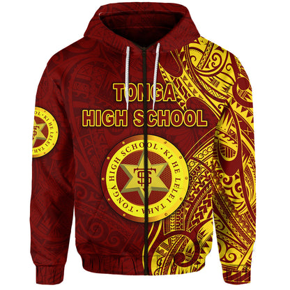 Tonga High School Zip Hoodie Simple Vibes Maroon