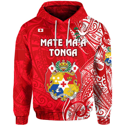 Tonga Coat Of Arms Hoodie Simple Vibes Bright Red