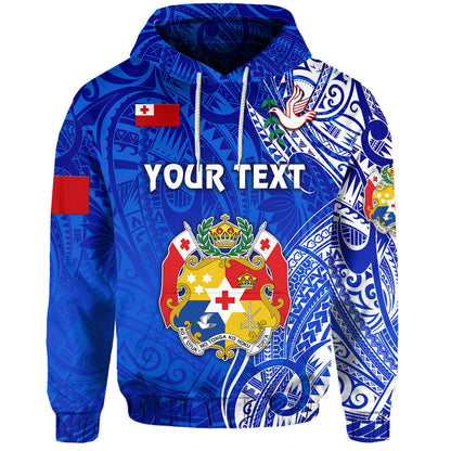 ( Personalised) Tonga Coat Of Arms Hoodie Simple Vibes Blue