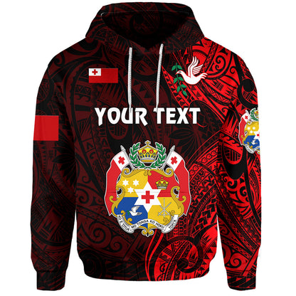 ( Personalised) Tonga Coat Of Arms Hoodie Simple Vibes Red