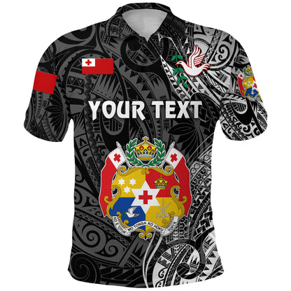 Custom Personalised Tonga Coat Of Arms Polo Shirt Simple Vibes - Black